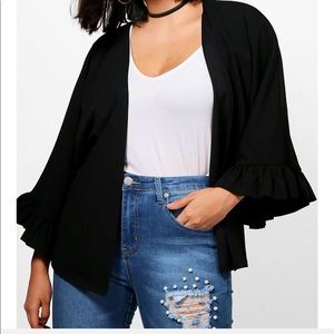 Boohoo Plus Katy Ruffle Detail Blazer